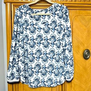 Loft blue and white blouse XL